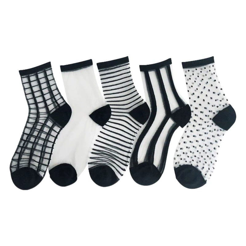 Женские тонкие прозрачные чулки для весны и лета, модные женские носки в клетку с эффектом кристаллов, женские носки, оптовая продажа носков Zhuji