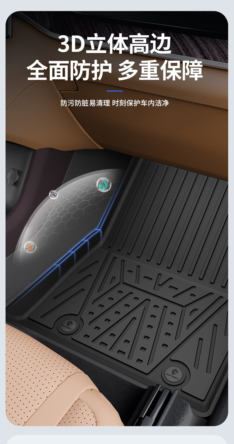Suitable for Denza N8L N9 Special Vehicles, All-Weather Tpe Car Floor Mats, Trunk Mats, and Car Accessories