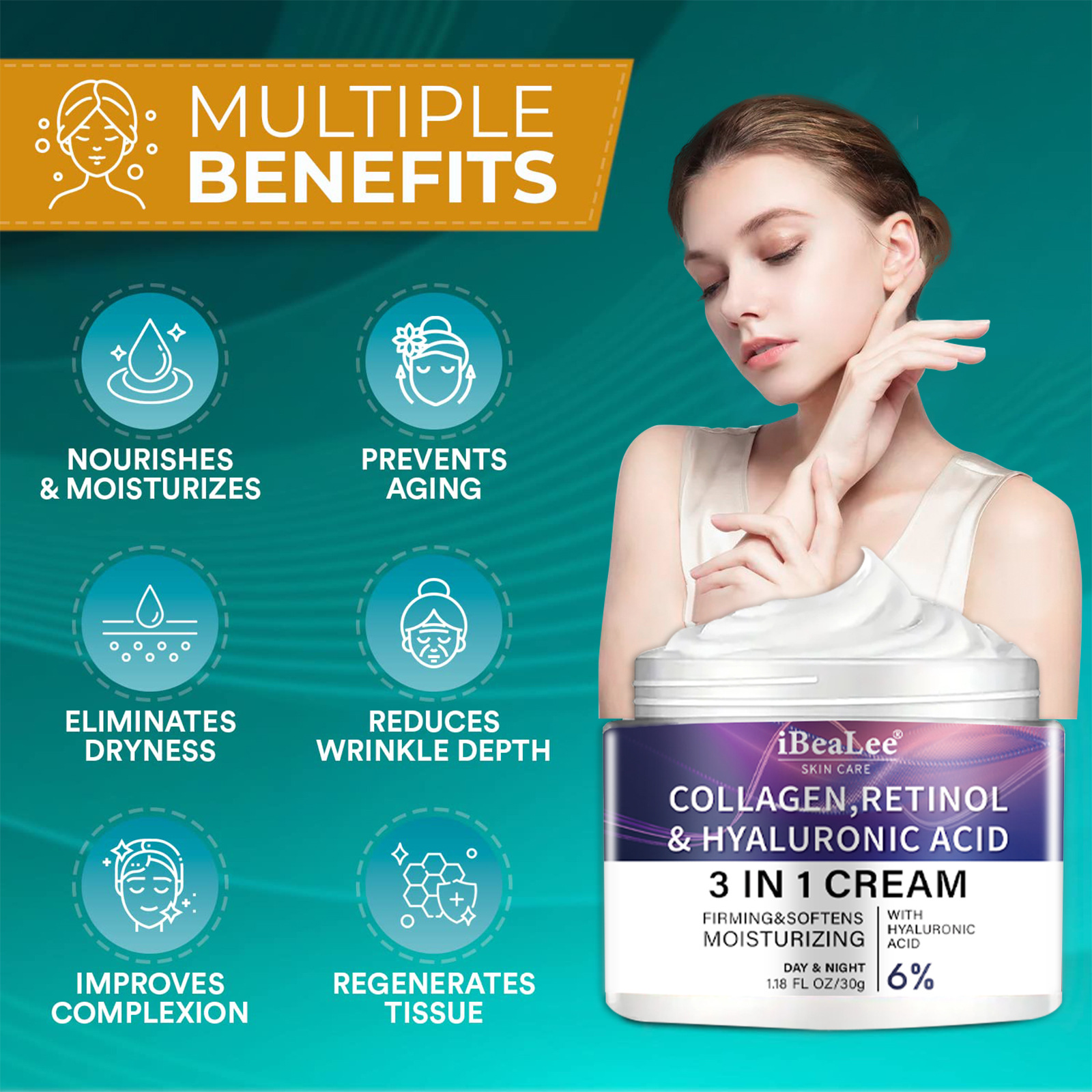 IBeaLee3in1 Anti Wrinkle face cream Repairing, Moisturizing, Lightening, Fine and Soft Lines_voghion.com