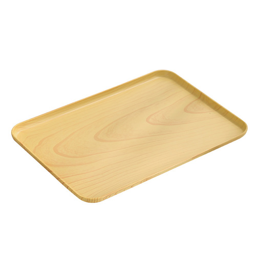 Cross-border ins tray home living room wood grain tea tray hotel restaurant commercial rectangular plastic tray fruit tray