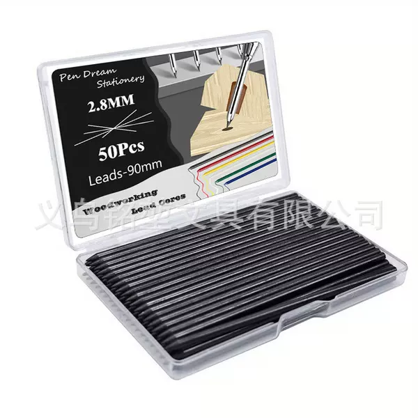 Directly from the Manufacturer, Large Capacity 50 Lead Refills 2.8mm for Automatic Gel Pens, Hb/2B Woodworking Marking and Positioning