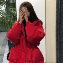 2024新款羽绒服女短款学生韩版面包服收腰加厚连帽显瘦宽松冬季潮