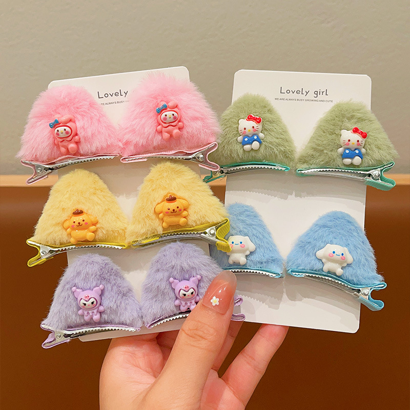 Horquilla de felpa para niños para niñas lindo clip de oreja de gato tridimensional horquilla de bebé niña flequillo lateral clip accesorios para el cabello