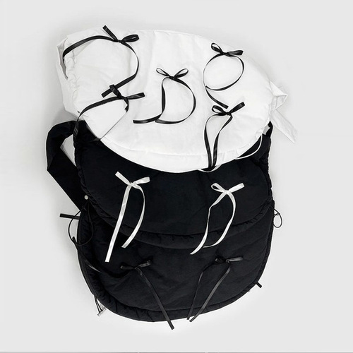 Korean new style large capacity dumpling pocket versatile casual bow strap crossbody down jacket bag