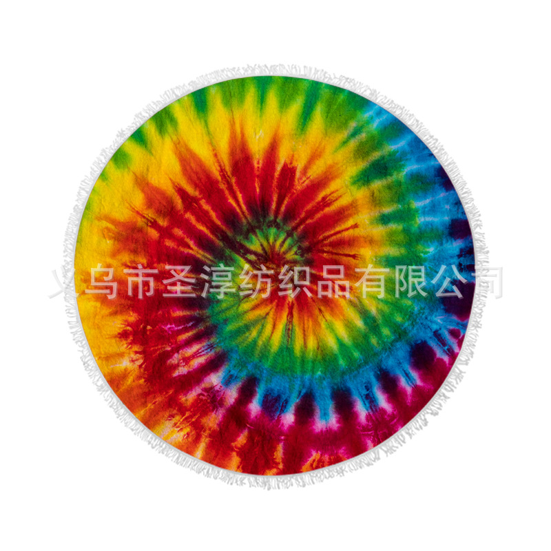 Toalla de playa redonda de fábrica fibra fina playa vacaciones mantel picnic mat con borla chal cojín toalla de playa