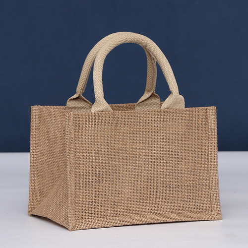 Wholesale Shopping Gift Jute Bags Advertising Promotional Yellow Hemp Bags Linen Storage Handheld Bags with Logo Printing