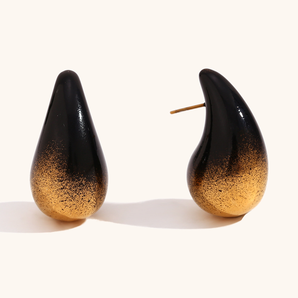 14g Weight Stainless Steel Ear Needle Material Ear Studs Classification 1 Pair Quantity Holiday, Daily Occasion Stainless Steel Material Water Droplets Pattern Women's Gender Plating Design Simple Style Style 1 Pair Simple Style Water Droplets Plating Stainless Steel Ear Studs 9