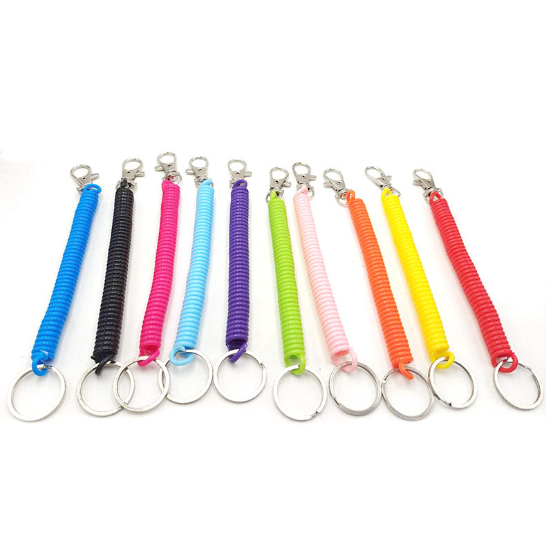 High elastic plastic anti-lost telephone line spring rope key chain bag mobile phone lanyard key chain color spring rope tp