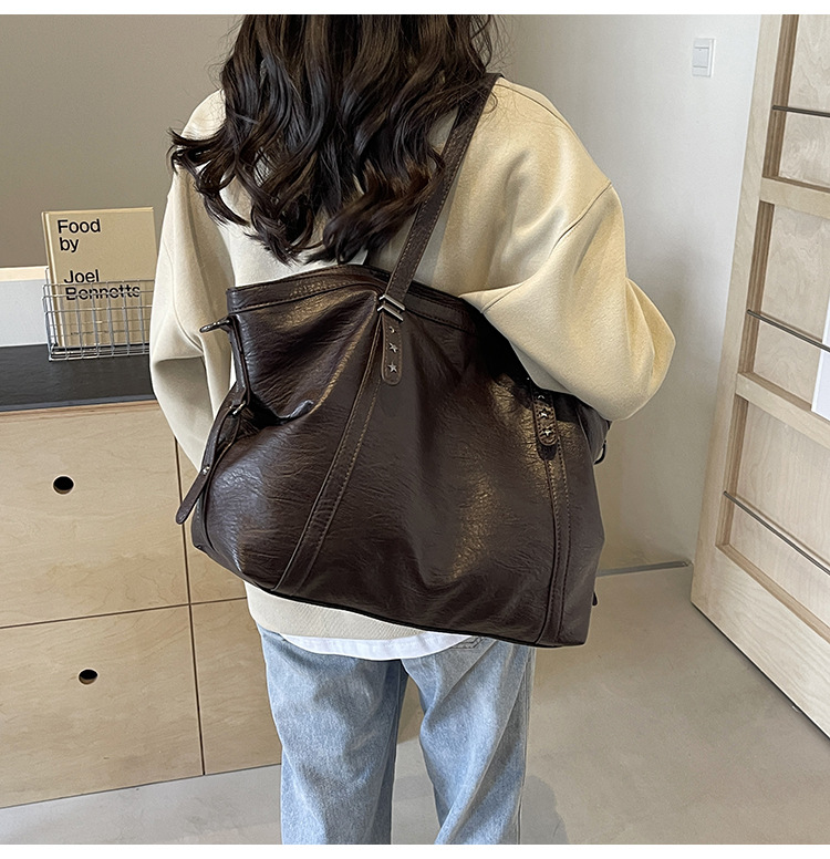 Cross-border large-capacity tote bag for women 2024 New style fashionable single-shoulder bag, retro simple casual crossbody bag for women undefined