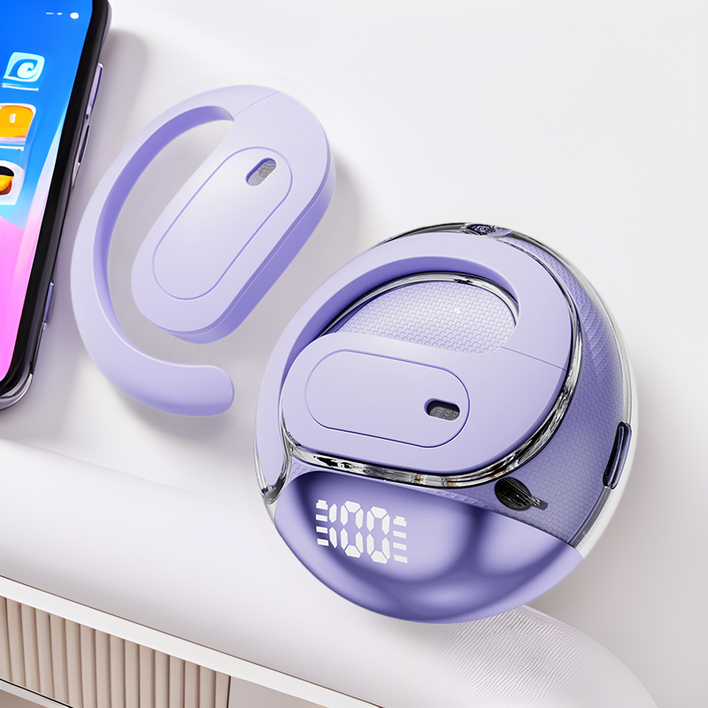 国境を越えたAI翻訳、人気の透明OWS耳掛けBluetoothヘッドセット、ワイヤレスヘッドセット、優れた音質、小さなココナッツボールモデル