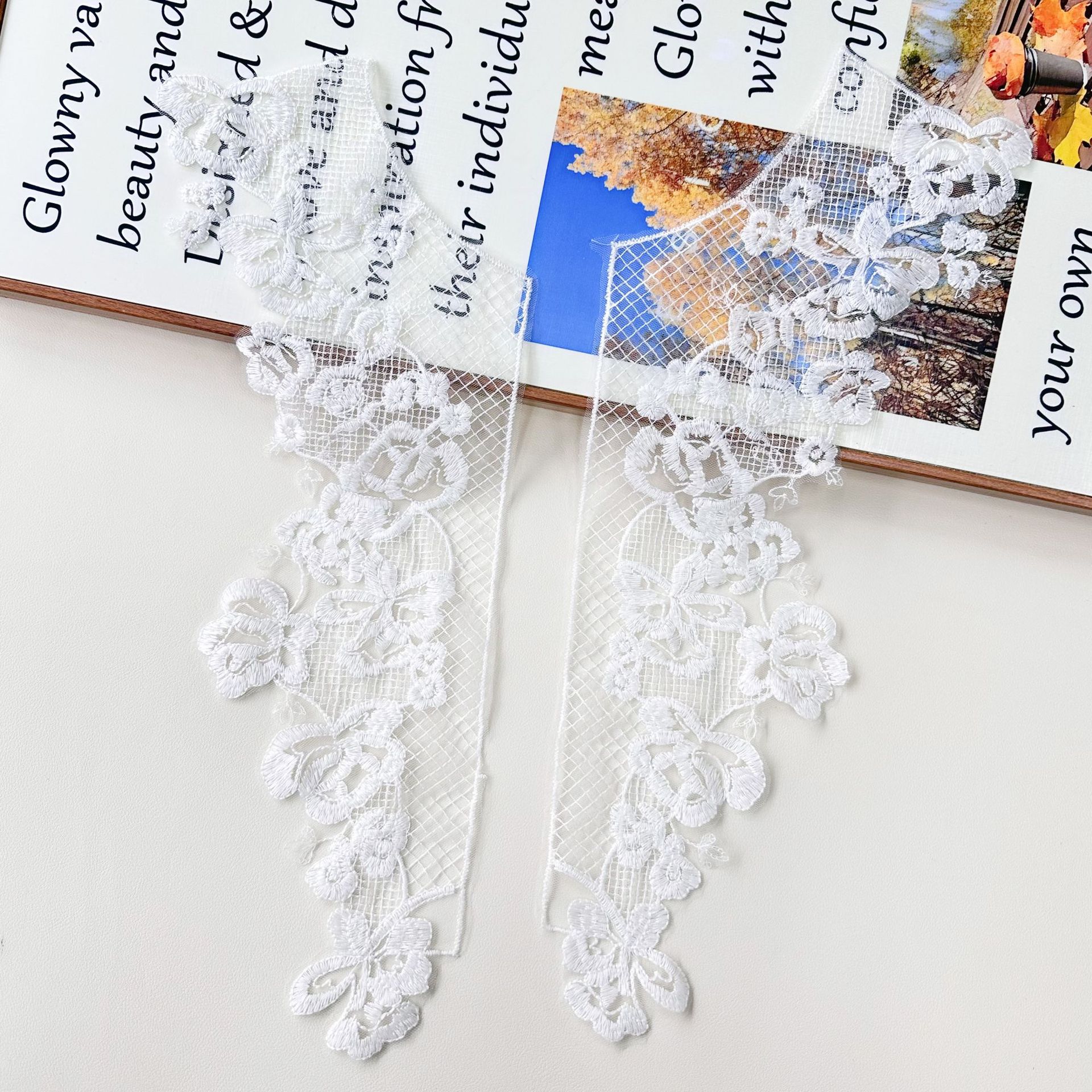 Fábrica directa de red blanca bordada collar accesorios de ropa de encaje collar vestido de boda decoración encaje
