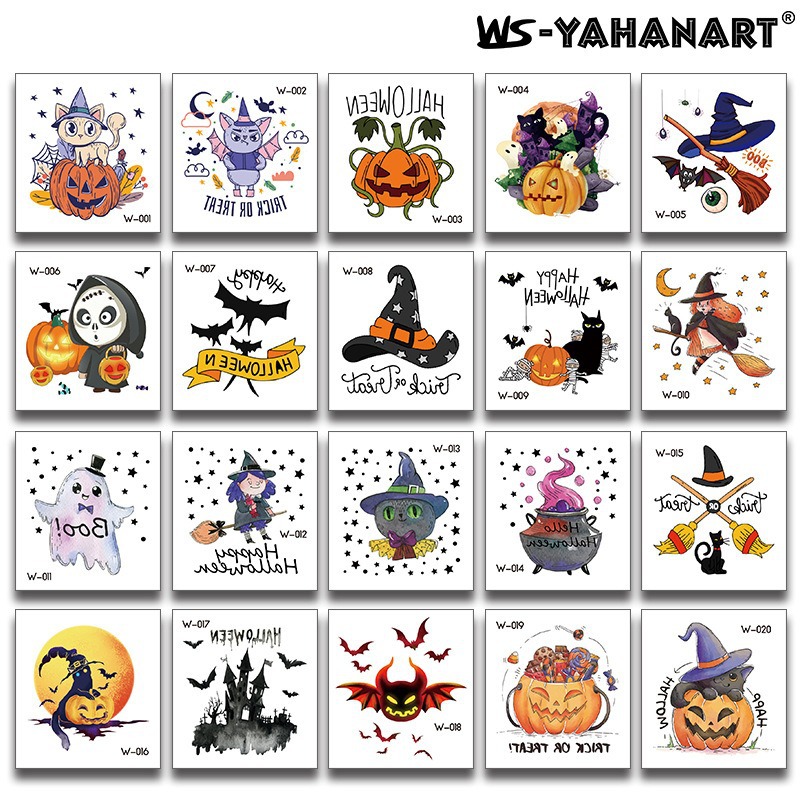 Tatuajes Faciales de Halloween Papel de Transferencia de Agua Impermeable para Fiestas