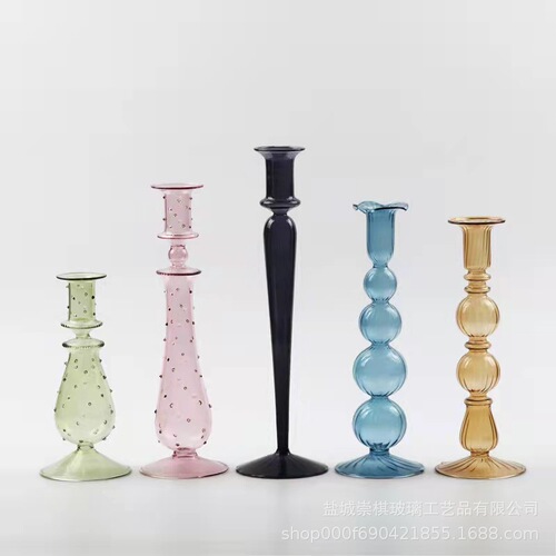 Manufacturer supply creative glass candle holders home decor French European retro candle sconces candlelight dinner party