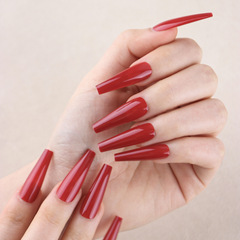 秋冬季美拉德純色長款芭蕾型穿戴甲假指甲美甲甲片