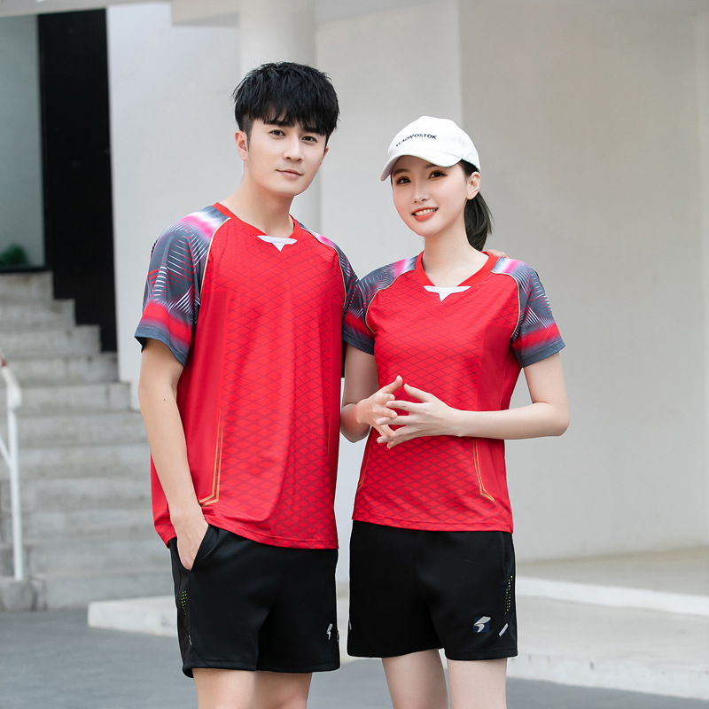 New Badminton Suit Men's and Women's Breathable Quick-drying Tennis Children's Training Running Fitness Sportswear Printed Number