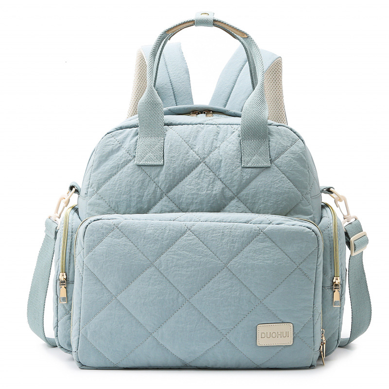 Comercio exterior hilo de bordar de alta calidad, bolso de madre y bebé a cuadros, bolso de mamá, cambiador, separación en seco y húmedo, mochila de viaje anti-salpicaduras