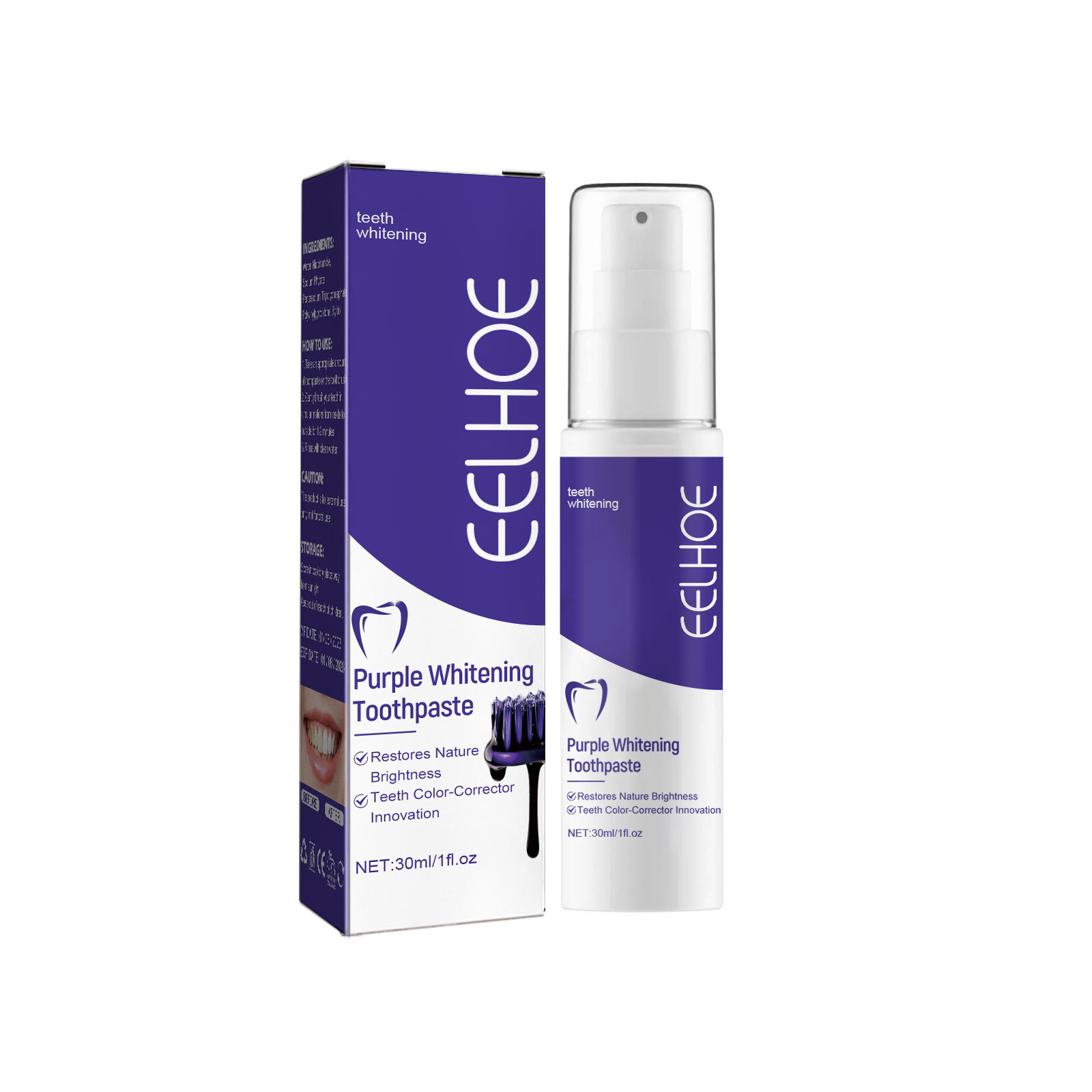EELHOE Purple Bright White Toothpaste for Tooth Cleaning Care: Yellow Stains, Whitening, Removing Odors, and R_voghion.com