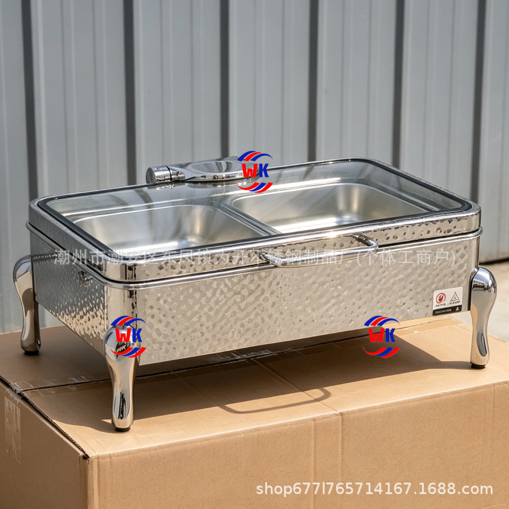 El horno de buffet comercial engrosa 304 horno de Buffy con patrón de martillo de acero inoxidable, horno de aislamiento térmico de hotel cuadrado rectangular