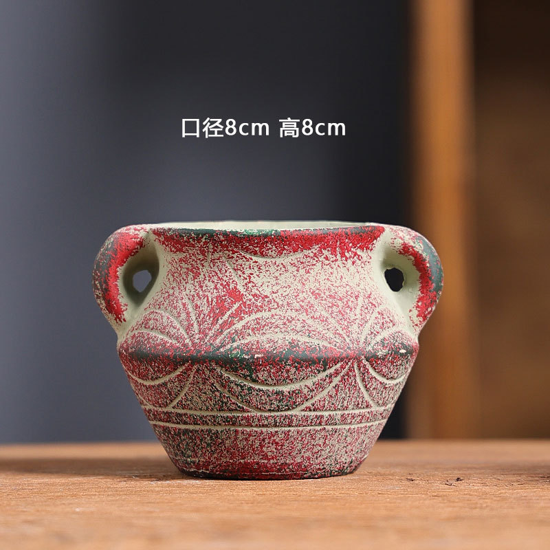 17 pequeño fabricante de macetas de flores mediterráneas de carne directa cerámica de cerámica roja retrógrada maceta especial al por mayor
