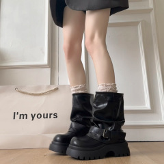 牛皮版~裤管靴女2025新款秋季超火百搭显瘦爆款厚底小个子瘦瘦靴