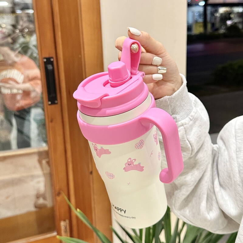 316 ステンレス鋼魔法瓶カップコーヒーカップ水カップストローカップ大容量アイスカップ女の子のための高価値女性カップ|undefined