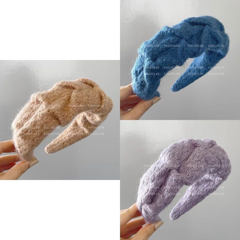 Hong Kong style retro headband - milk tea + blue + taro purple