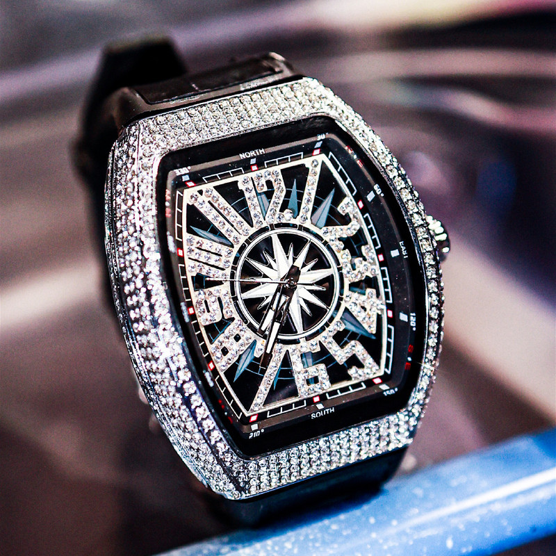 Franz Diamond-Encrusted Fully Automatic Mechanical Watch Men's Watch Muller Richard Waterproof Barrel-Shaped Men's Watch Watch