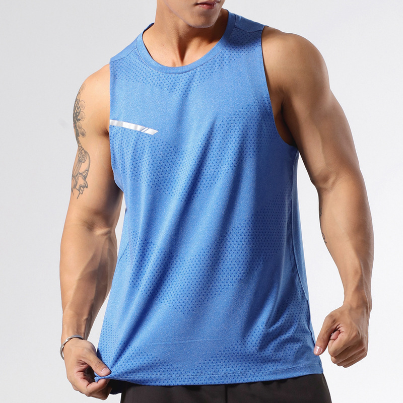 Men's Running Vest Basketball Sports Quick-Drying T-Shirt Vest Marathon Track and Field Suit Fitness Training Clothing Top