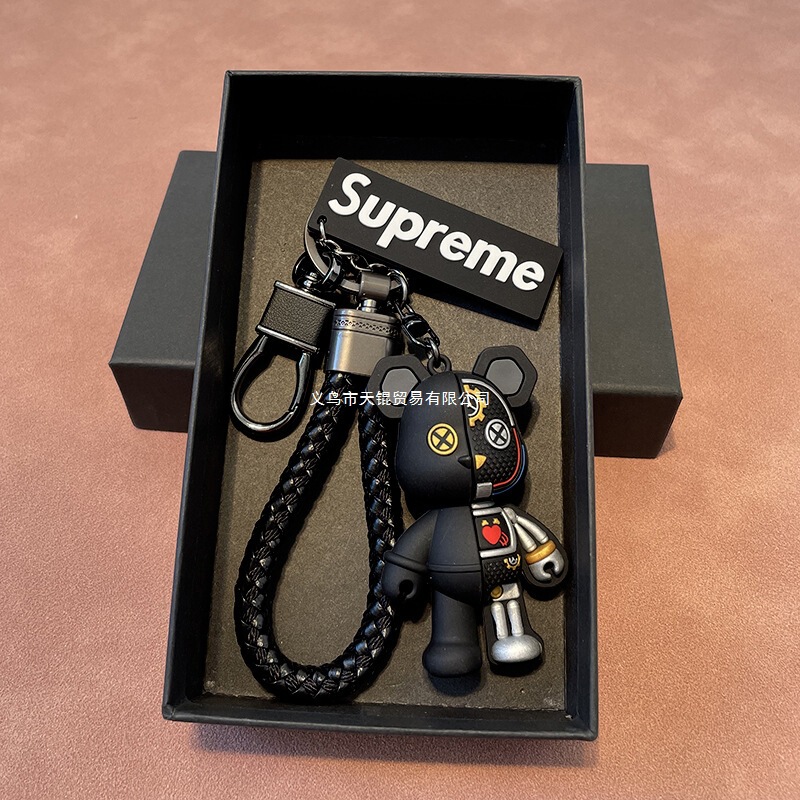 Luxury New Mechanical Bear Car Keychain Key Chain Personalized Cartoon Couple Bag Creative Pendant Pendant