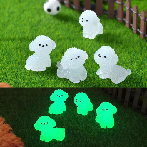 Glow-in-the-dark cute dog micro landscape pot plant scenery small decorative accessory for car console light-up dog decoration accessory