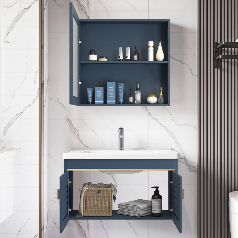 Balcón lavabo montado en la pared pequeño apartamento baño casa lavabo gabinete combinación de cerámica lavabo integrado