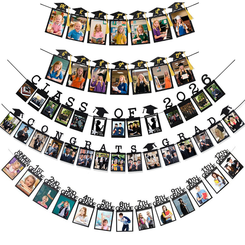 2026Grad Graduation Celebration Party Venue Decoration Grade College High School Kindergarten Graduation Photo Banner