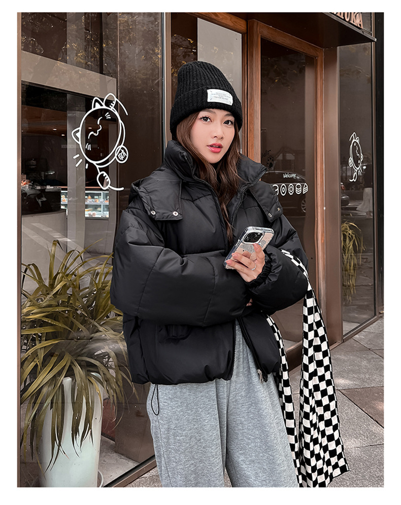 Piumino invernale in cotone 2023 nuova giacca in cotone da donna versione coreana giacca da studente corta con cappuccio per pane sciolto_voghion.com