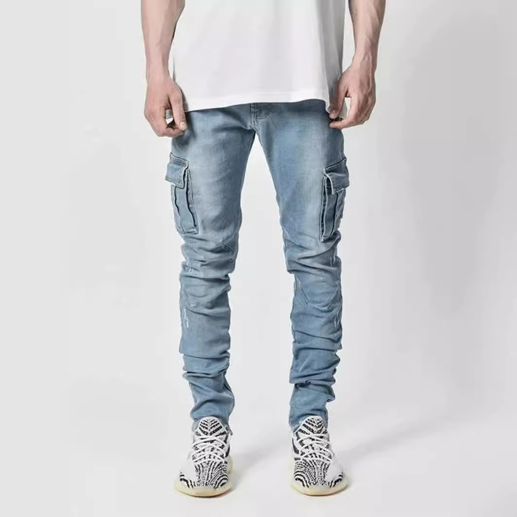 Neue europäische und amerikanische Cross-Border-Seitentaschen-Slim-Fit-Skinny-Jeans für Herren, einteilig, Dropshipping_voghion.com