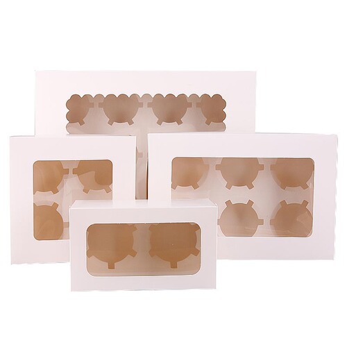 Paper cup cake packaging boxes 2/4/6/12 pieces cup muffin cups transparent window baking packing boxes