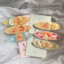 可爱卡通小熊椭圆亚克力ins发夹发饰头饰kt猫甜美发夹爆款刘海夹