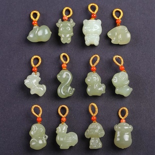 Xinjiang Hetian Jade Zodiac Pendant Zodiac Rabbit Pig Dragon Tiger Small Pendant Bracelet Necklace DIY Accessories Gifts