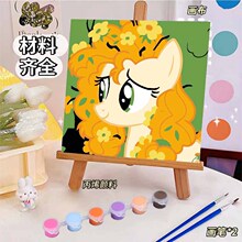 彩虹小马跨境外贸儿童diy数字油画涂色卧室客厅装饰画卡通涂画