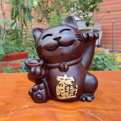 黑檀木雕擺件旺貓實木質雕刻店鋪店面開業收銀台擺設紅木工藝禮品