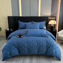 跨境外贸专供台湾床包轻奢压花磨毛四件套床单被套床笠床罩批发