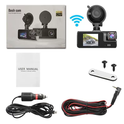 Driving recorder 3 Cameras Hd 1080P - dual-lens-front-of-the-car-inside-the-car-wifi