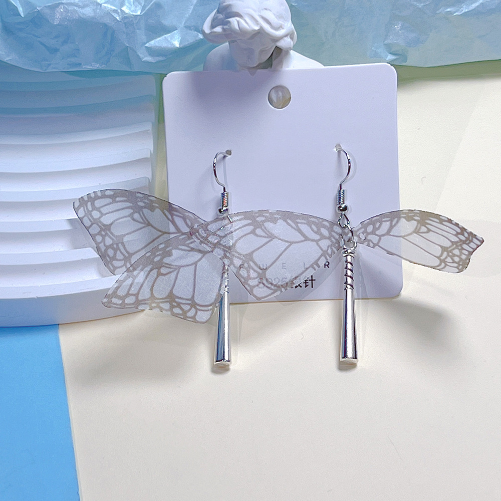 1 Pair Sweet Butterfly Plating Organza Drop Earrings display picture 6