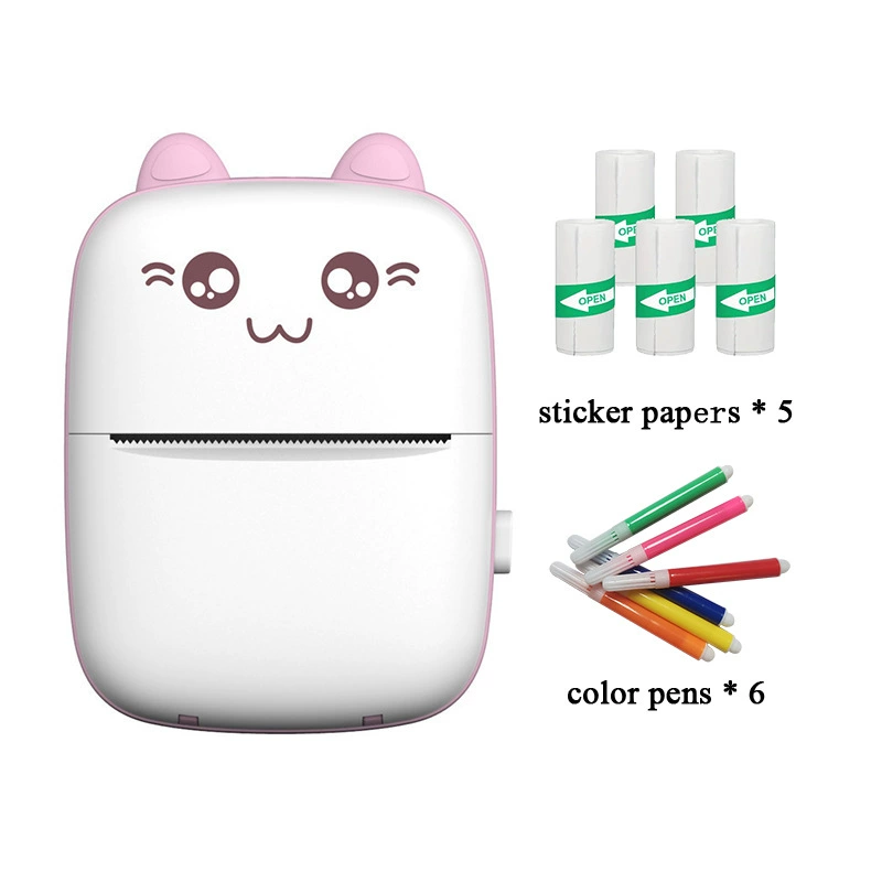 Handheld Photo Printer Mini Portable Thermal Printer, Cute Cat Design, Models A8C/C19/C25