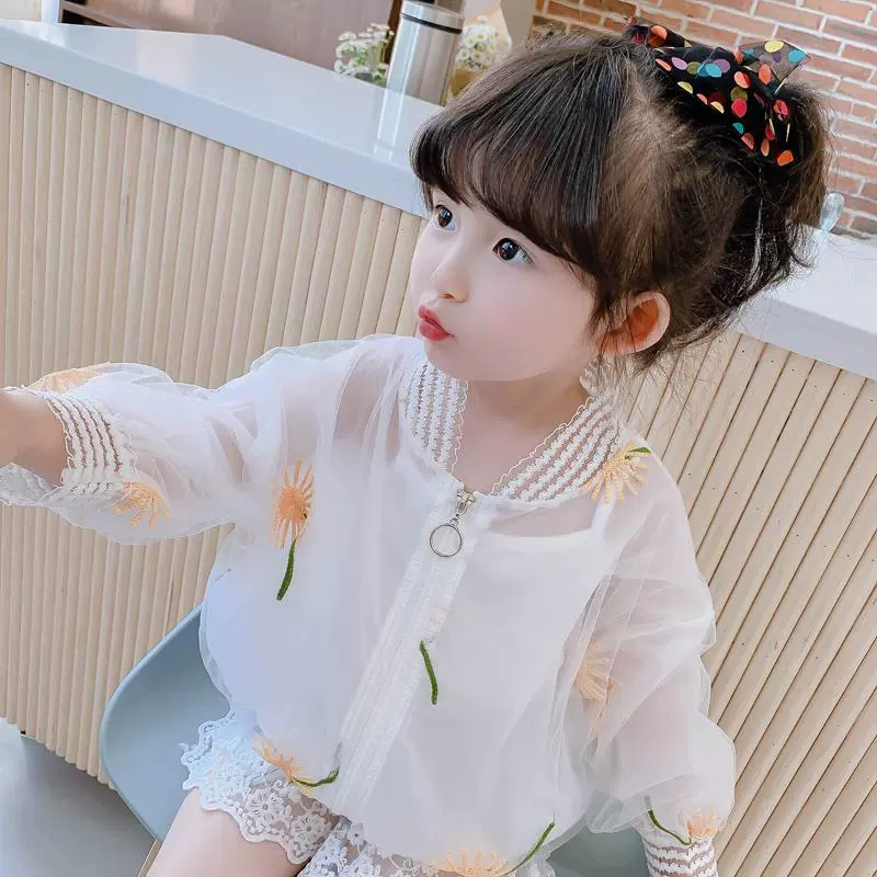 Детская солнцезащитная одежда 2025, летняя одежда, куртка в стиле для девочек, тонкая детская солнцезащитная одежда, одежда для кожи маленьких девочек в корейском стиле