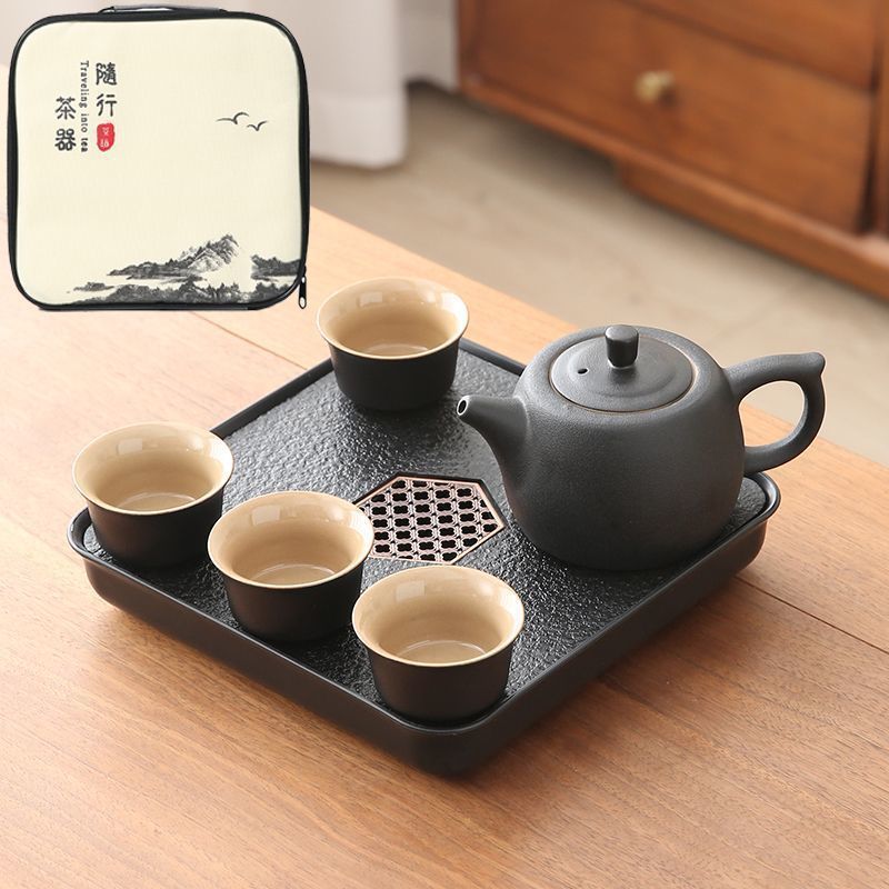한방냄비 250ml+4컵+차쟁반+여행가방
