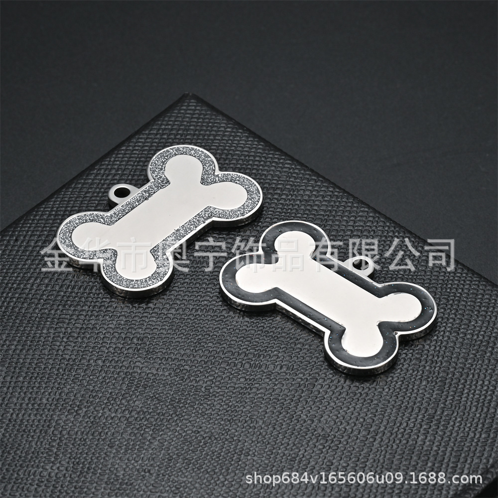 Fuente transfronteriza perro anti-perdida tarjeta de perro hueso de acero inoxidable borde de polvo flash tarjeta de mascota tarjeta de metal tarjeta láser