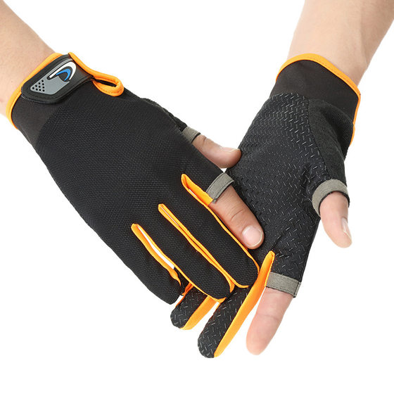 Fishing Gloves Outdoor Sun Protection Non-slip Flying Luya Breathable Dew Two-finger Touch Screen Sports Bicycle Riding Gloves