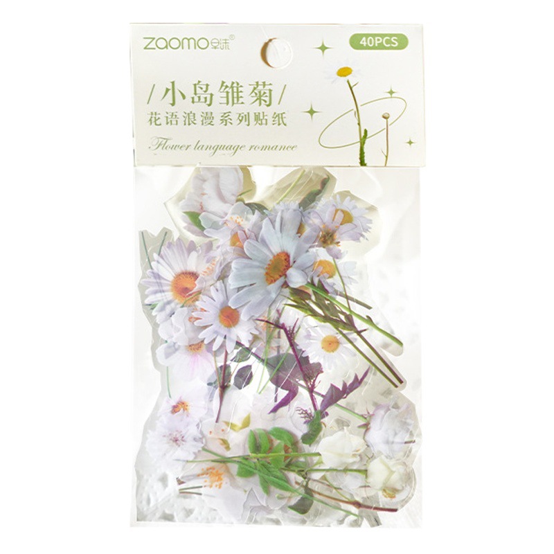Floral romantic plant flower flower flower picture PET stickers artistic retro Journal decoration collage material stickers