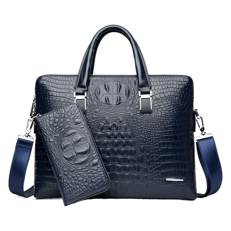 Transfronterizo nuevo doble tirón bolso de los hombres patrón de cocodrilo de moda solo hombro crossbody maletín de ordenador bolso de los hombres al por mayor