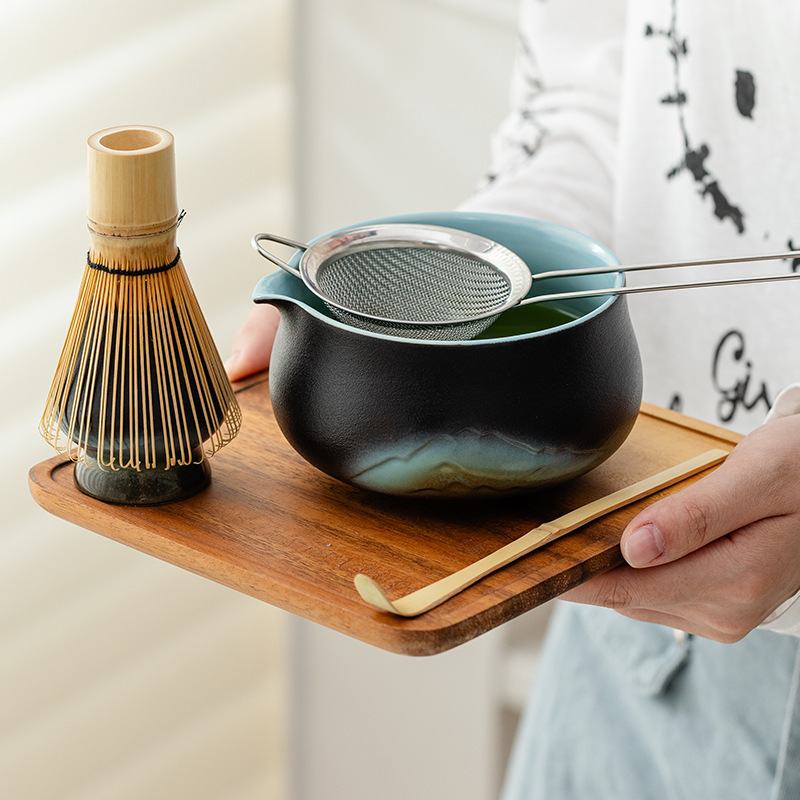 2025釉画彩远山抹茶碗套装打抹茶工具抹茶刷粉碗搅拌器茶筅器具|undefined